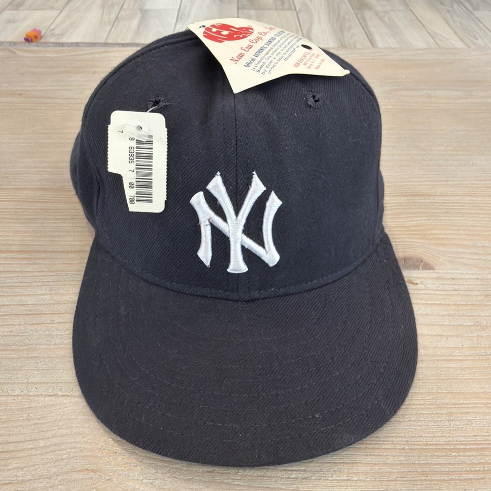 VTG NY Yankees New Era Hat 7 Diamond Collection Wool MLB Green Brim USA Made 90s